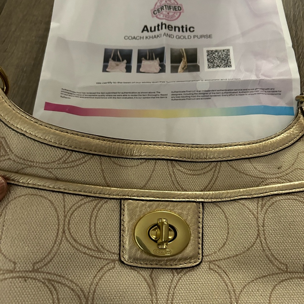 Coach with COA Penelope Beige & Gold Crossbody Bag